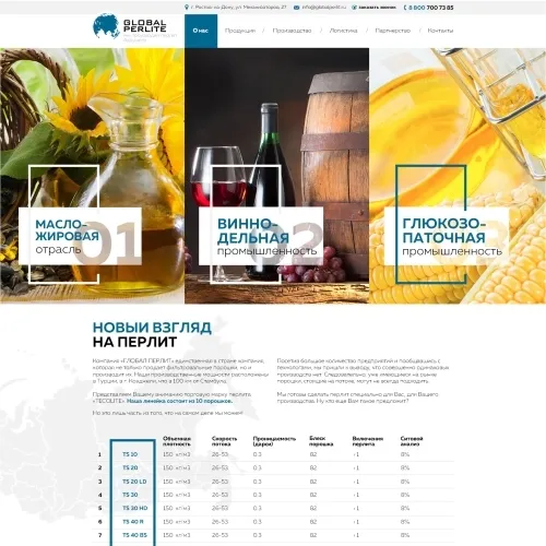 Фото Корпоративный сайт производителя перлита