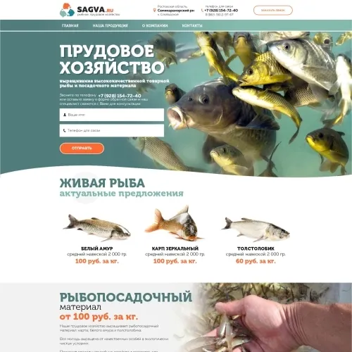 Фото Сайт-визитка рыбного хозяйства