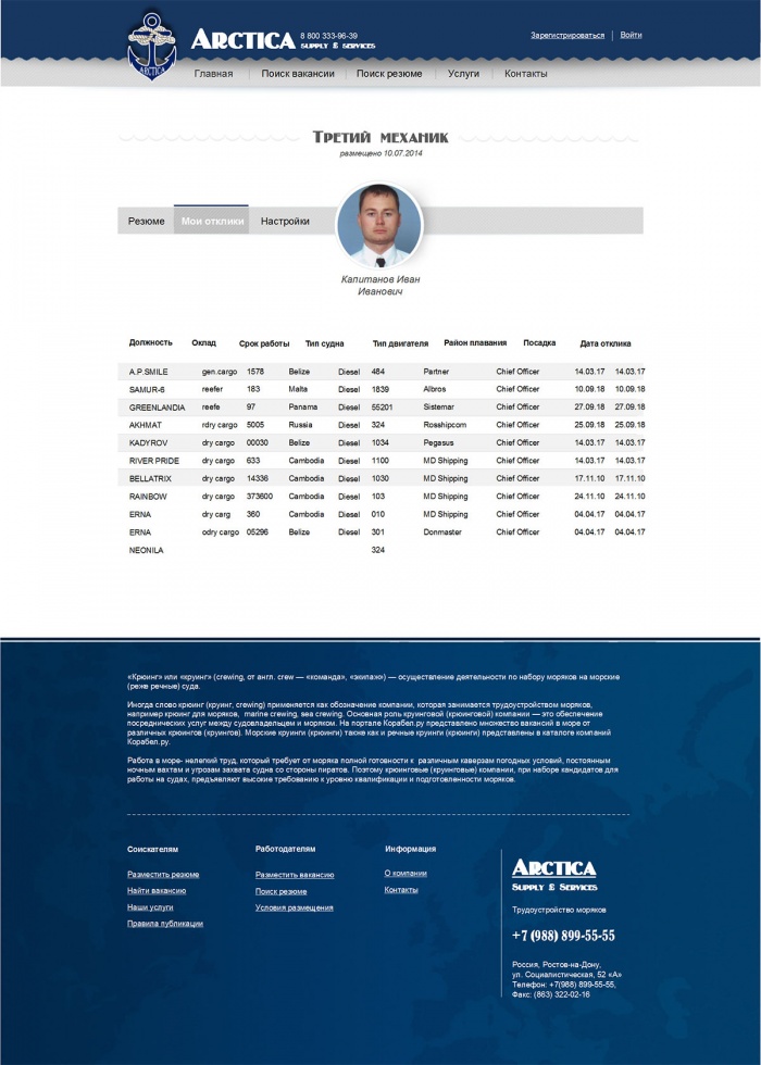 Фото Трудоустройство моряков